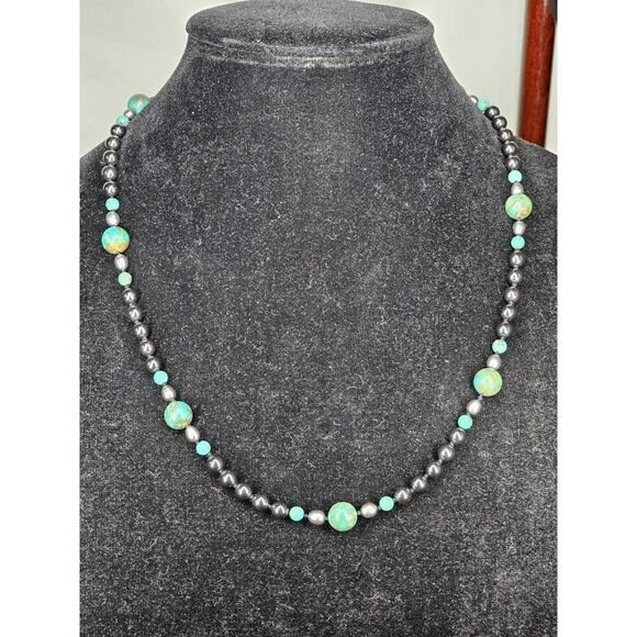 Unbranded Jewelry - Vintage Semi Precious Stones Beaded Necklace W/ Double Lobster Clasp Size 22.5"